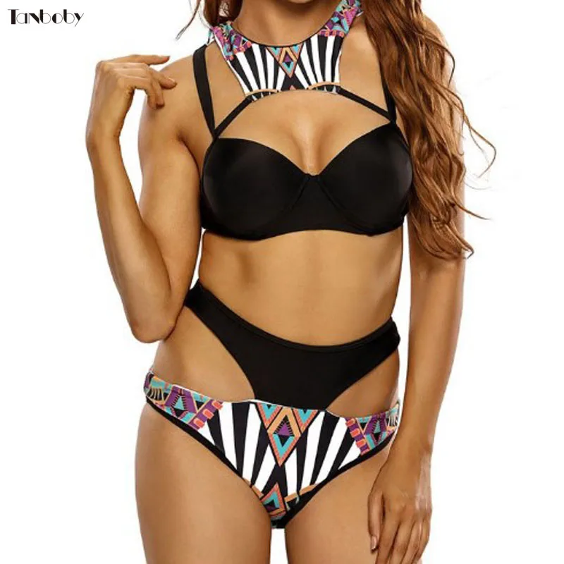 New!!! High Neck Black Bikinis Women's Swimming Bathing Suit Small Cup