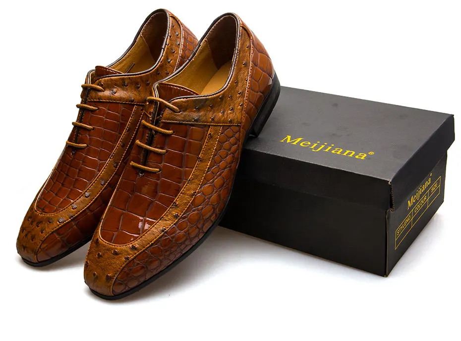 MeiJiaNa/модные мужские туфли в итальянском стиле; роскошные мужские туфли-оксфорды из коричневой кожи с резным носком; мужские туфли в деловом стиле