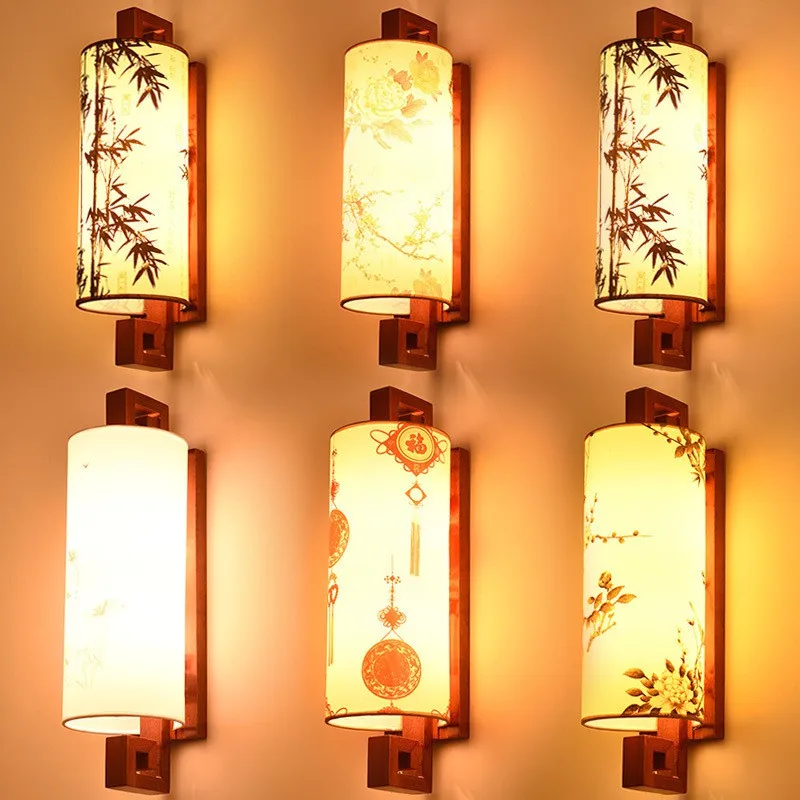 

Chinese wall lamps staircases corridors antique wood bedroom bedside modern living room porch wall lamp Meilanzhuju ya73111