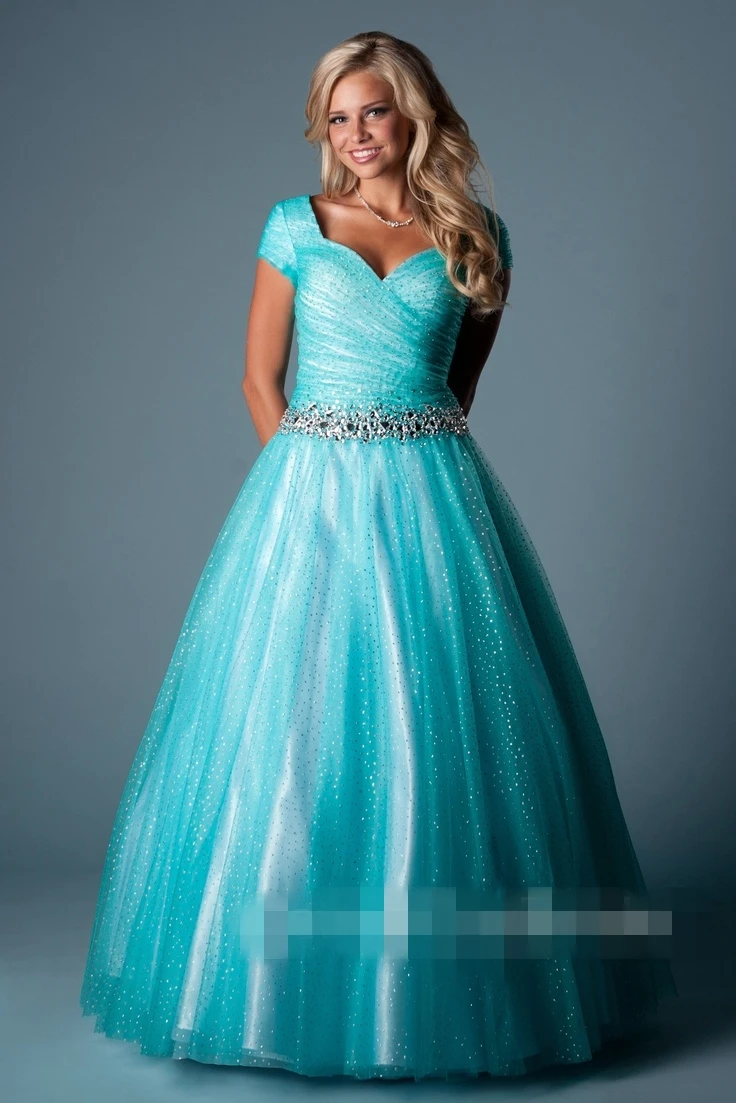 modest teal dress