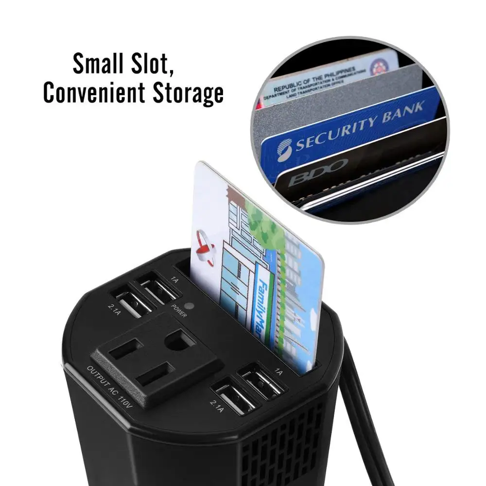 Adaptador de Tomada de Carregador de Suporte de Copo do Carro para Iphone 150w de Potência do Inversor 12v a 110v Converter Plug para Iphone x xr 8 Computador Portátil dc ac - Image 5
