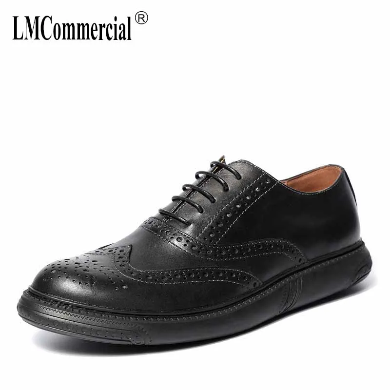 

men's business casual shoes spring autumn summer Bullock carved Genuine Leather British retro Leisure shoes men cowhide male