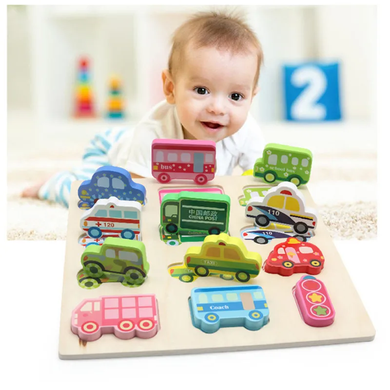 Baby Wooden Early Cognition Educational Toy Puzzle Board Hand Grabbing Transport Shapes Farm Cartoon 3D Puzzles | Игрушки и хобби