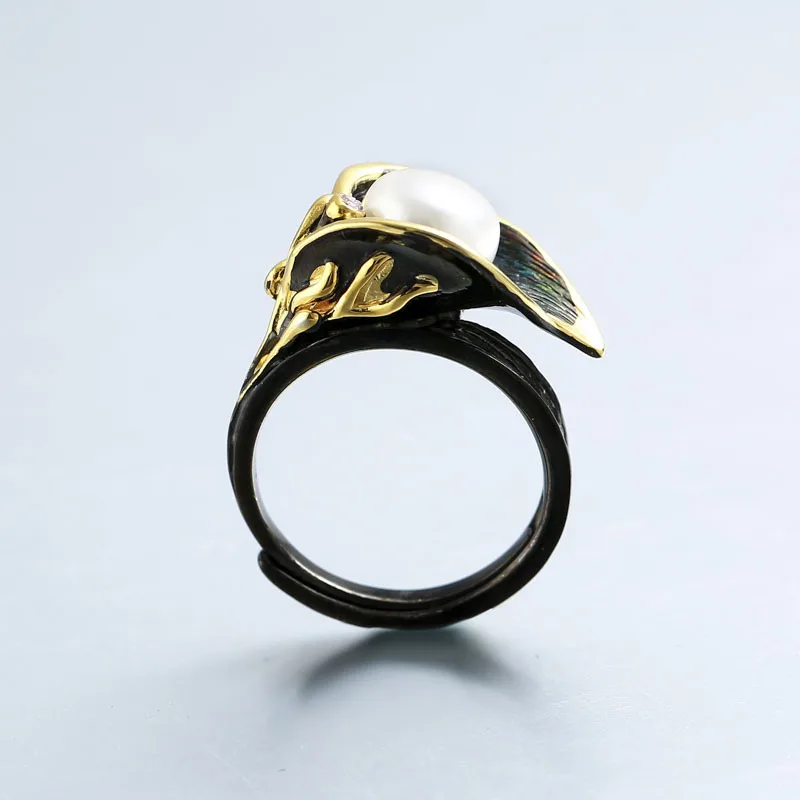 Жемчужные кольца из стерлингового серебра 925 Свадебные обручальные кольца в стиле барокко кольцо Мода Bijoux(украшения своими руками) для Для женщин женские вечерние ювелирные изделия старый ремесло