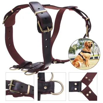 

Adjustable Cowhide Soft Dog Harness Leash For Small Medium Dogs Pet Training Leads Puppy Halter Harnesses Samoyed Alaska