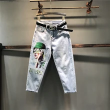 Женские джинсы свободные Harlan печать 3D мешковатые брюки с высокой талией Модные женские тонкие Джинсы бойфренда