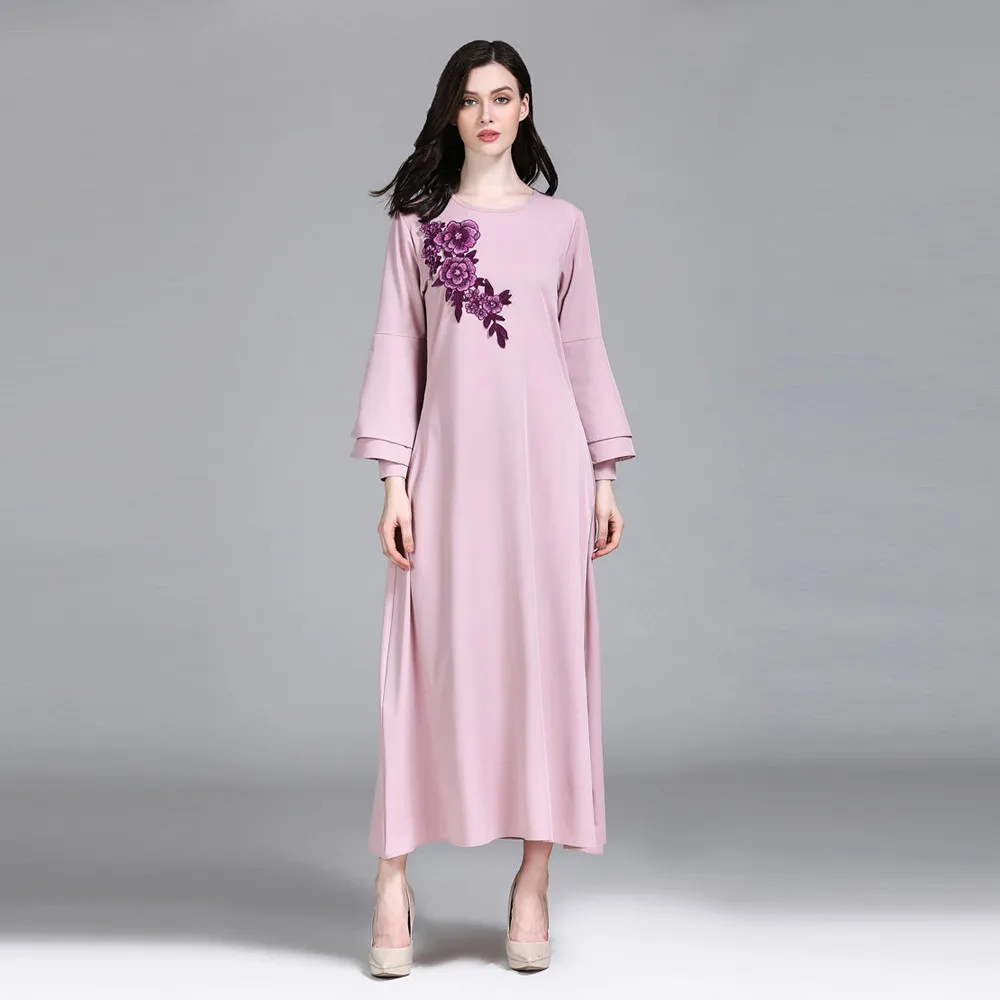 Женское кружевное платье с длинным рукавом Abaya Коран для мусульман кафтан хиджаб