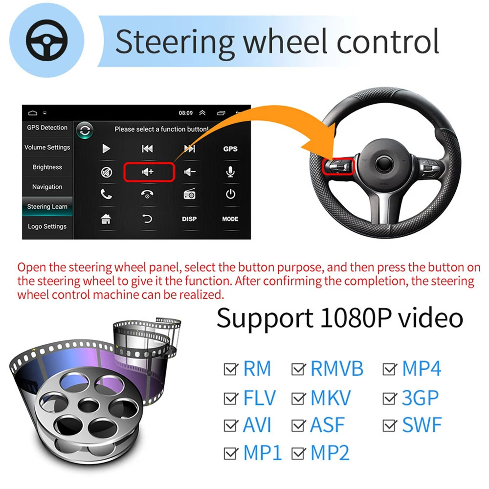 Podofo 2din Car radio 10.1