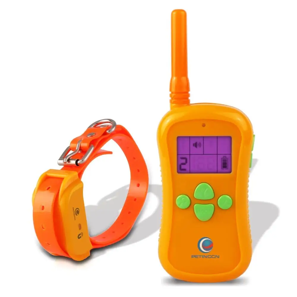 PETINCNN шоковый ошейник для собак перезаряжаемая Водонепроницаемая радиоуправляемая собака тренировочный ошейник 600 м Диапазон с ЖК-дисплеем для 1 или 2 собак - Цвет: Orange  1 For 1