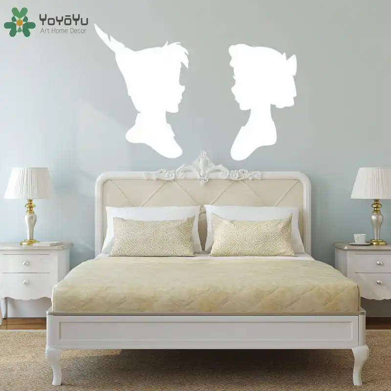 Peter Pan Wendy Sillouette Wall Decal Master Bedroom Vinyl Wall Stickers For Kids Rooms Removable Playroom Headboard Decor Sy273