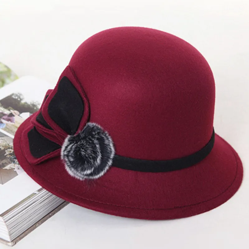 

XdanqinX 2019 New Style Spring Autumn Fashion Women's Hat Retro England Warm Fedoras Noble Elegant Flower Decoration Female Hats