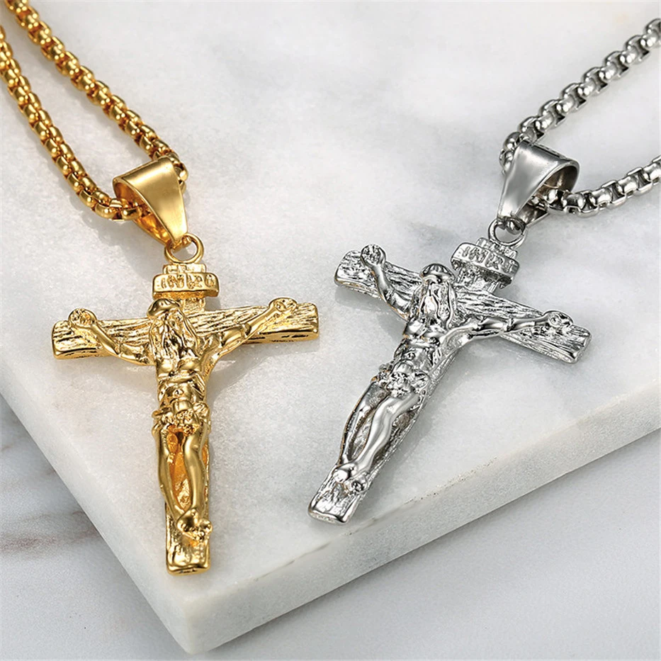 Религиозная Подвеска "Иисус" Христос крест кулон ожерелье для женщин/мужчин золотой цвет нержавеющая сталь ожерелья с распятием мужские христианские ювелирные изделия