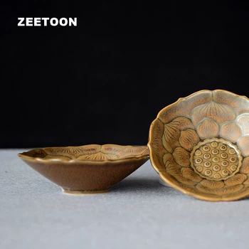 

2PCS / Lot 30ml Japanese Teacup Lotus Hats Cup Master Cup Ceramic Chinese Kung Fu Tea Set Tea Bowl Drinkware Vintage Home Decor