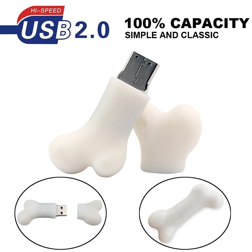 

Pen Drive Bone Cartoon USB Flash Drive 32GB 128MB Cute Dog Bone USB 2.0 Flash Drive Pendrives 64GB Memory Card U Disk for Gifts