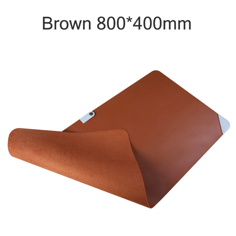Большой размер коврик для мыши из ПУ 600x300 мм 800x400 мм мягкий кожаный коврик для мыши с кабельной пряжкой водонепроницаемый Противоскользящий коврик для мыши для настольного ноутбука - Цвет: Brown-800x400