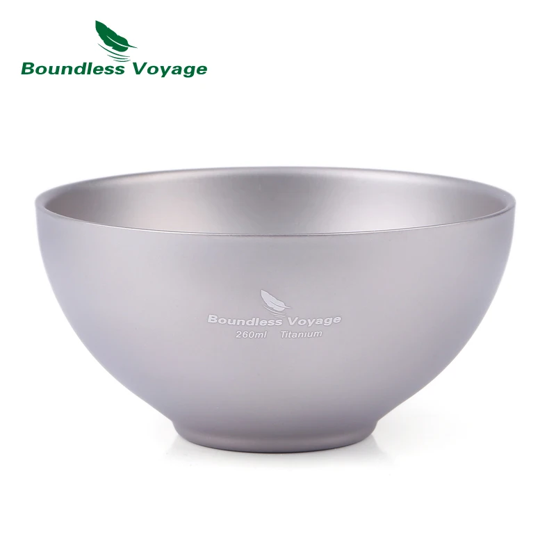 Tigela de Acampamento ao ar Utensílios de Mesa Piquenique para Arroz Boundless Viagem Titânio Dupla Parede Livre Portátil Sopa Comida Ti1537b