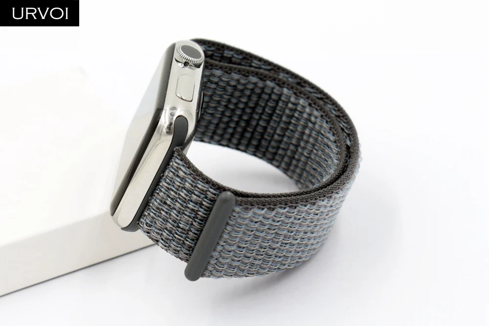 URVOI Sport loop для apple watch 4 5 3 2 Ремешок светоотражающий ремешок для iWatch band двухслойный крючок и петля осень Аляска синий