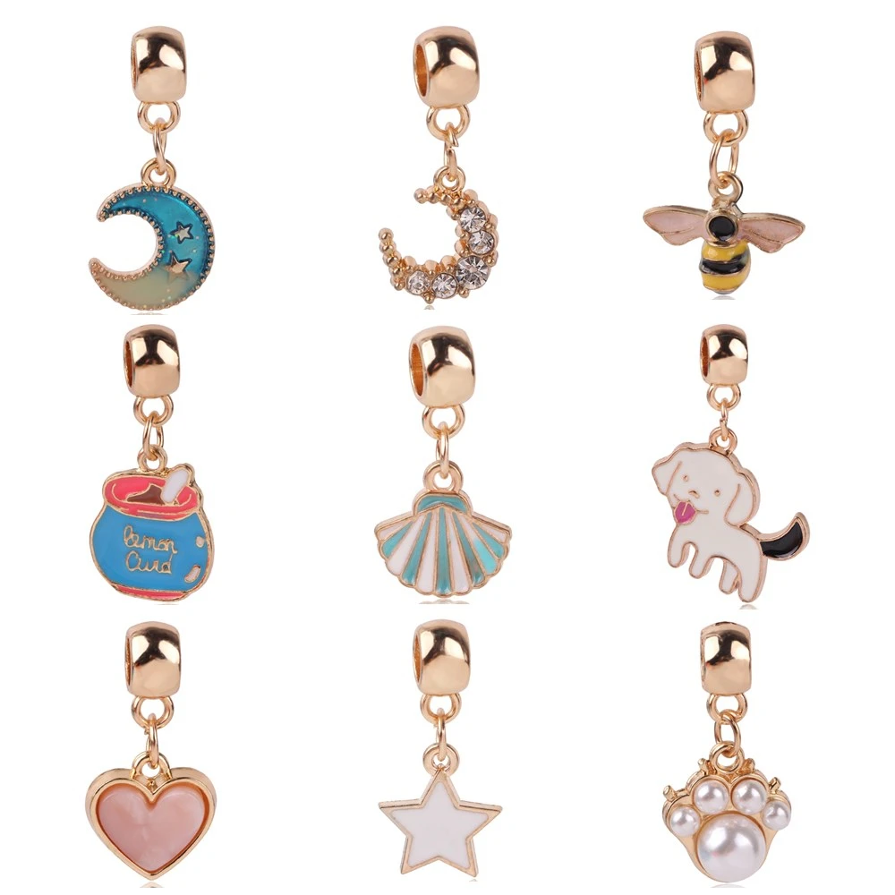 

dodocharms Spring 2019 New Dumbo Pink LADYBIRD Moon Dog Bee Bead Necklace Pendant Fit Pandora Bracelet Original DIY Jewelry