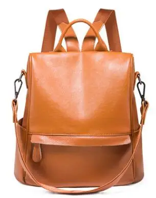 Подростковый женский рюкзак из натуральной кожи, кожаный повседневный рюкзак, школьная сумка для девочек-подростков, сумка через плечо, женский рюкзак C721 - Цвет: Коричневый