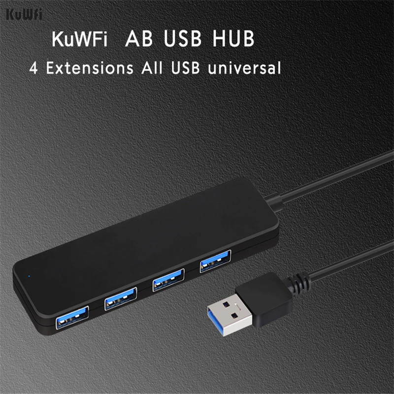 KuWFi USB Hub With 4 Ports Usb External Splitter With Micro Port Charging For Computer Accessories Imac Laptop USB Hub Adapter