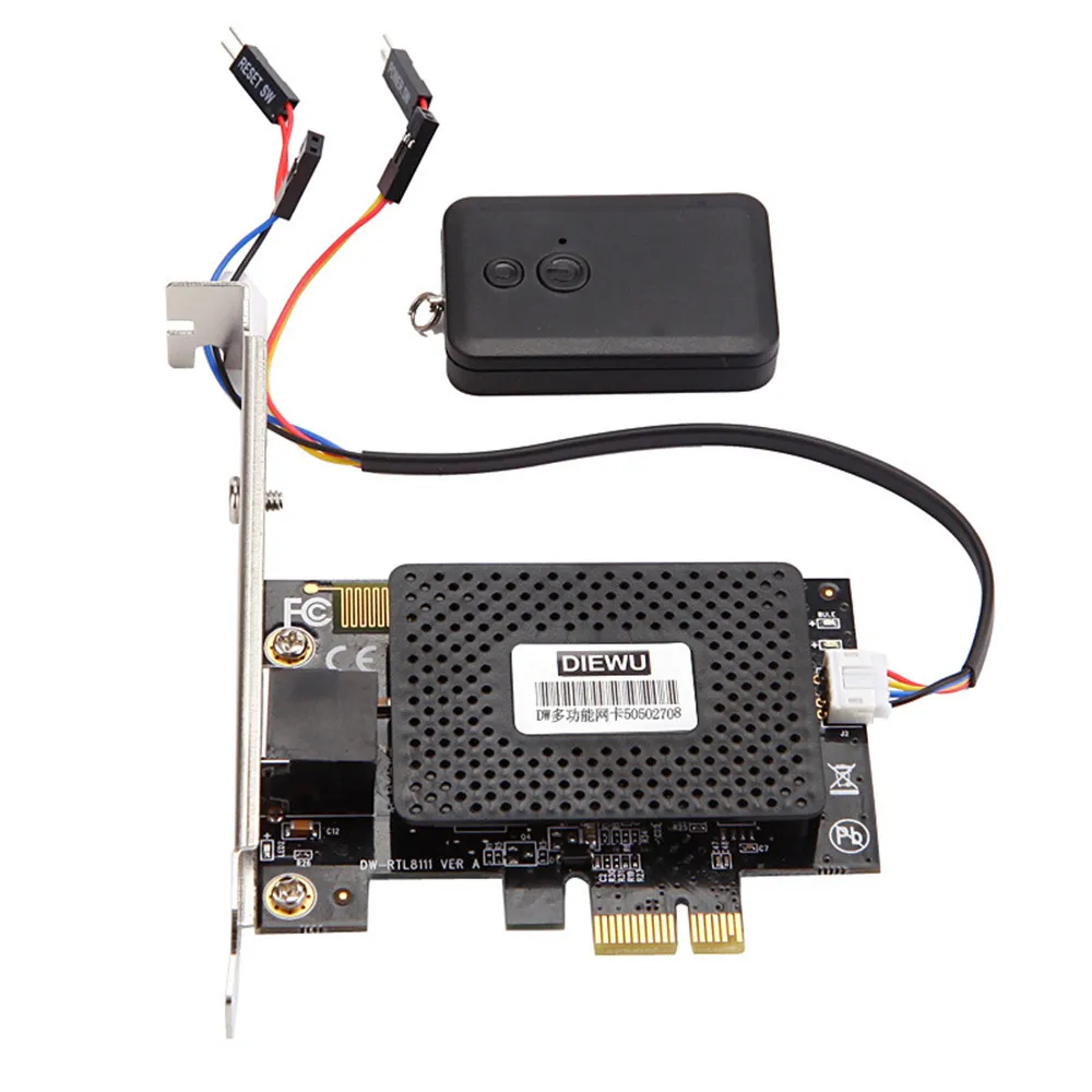 

Multifunction 10/100/1000 Mbps PCI-E PCI Express to RJ45 Gigabit Network Card with Remote Control to Turn On / Off Desktop PC