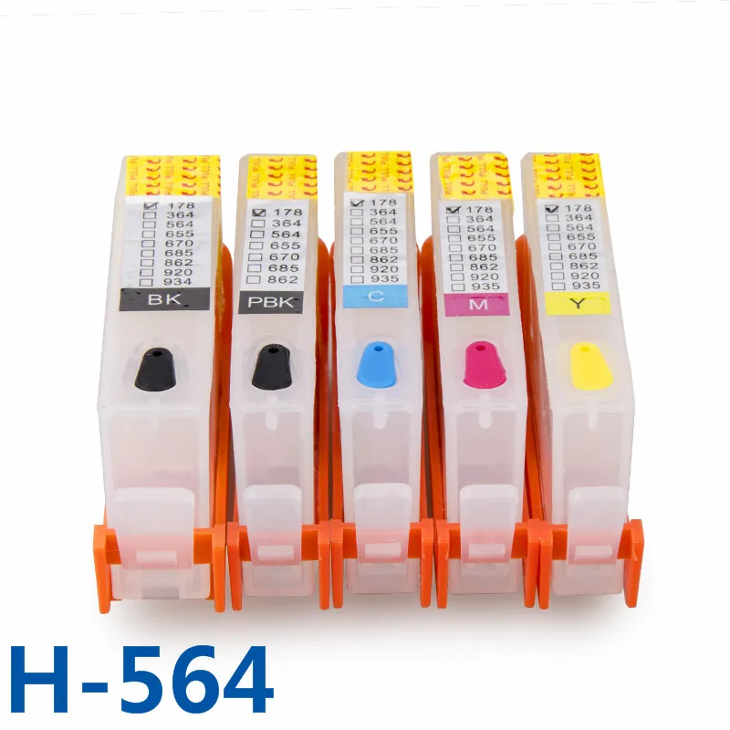 5pcs Ink tank for hp564 Refillable Ink cartridge For hp C510a B209a B210a C309g C309a C310a