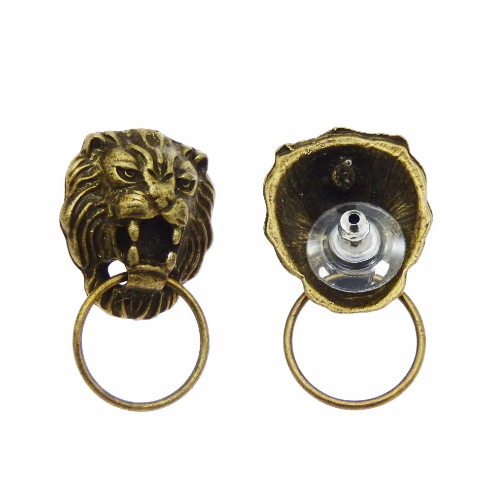 16 шт. Винтаж Лев Серьги заклепки + хлопок Для женщин Рок Стиль Jewelry Талисманы