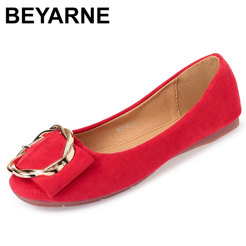 

BEYARNELady soft sole Flats rain Shoes for drive pregnant woman shoes Women Spring summer Shoes squaretoe shoes35-41red pinkE462