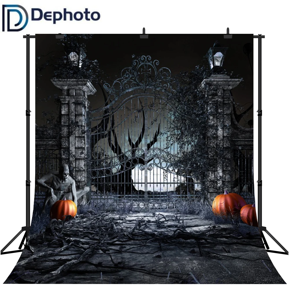 DePhoto фоны для фотосъемки страшный Хэллоуин фон Тыква дверь зомби ночной