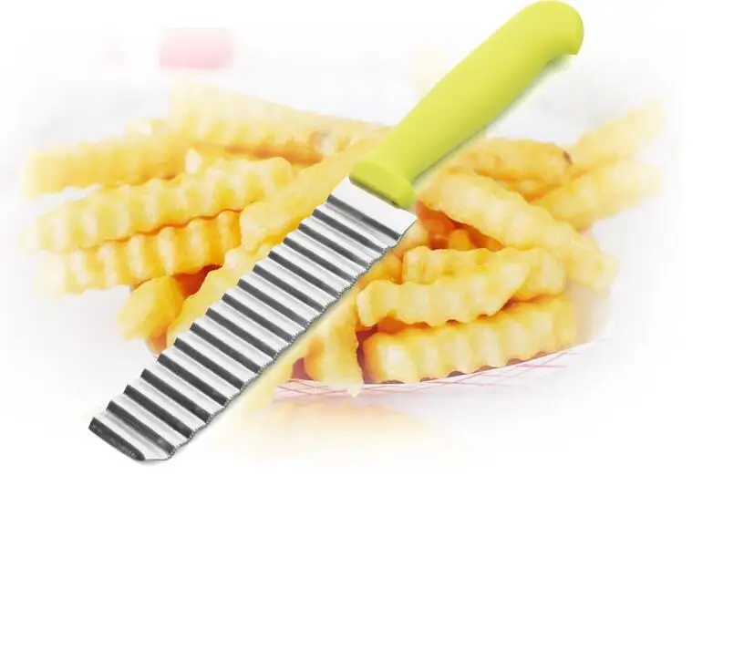 

Hot sale Stainless Steel Potato Chips Wavy Cutter Dough Vegetable Crinkle Slicer Knife Corrugated Knife Kitchen Accessories