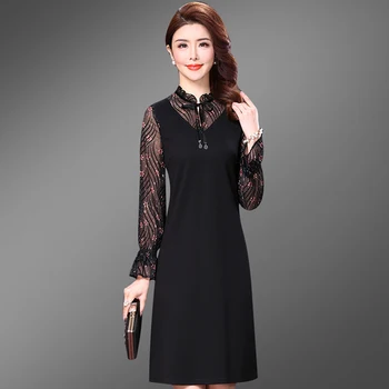 

Korean Version Fashion Broken Floral Chiffon Female Dress New Spring Summer Elegant Slim Black Office Lady Dreeses A-line
