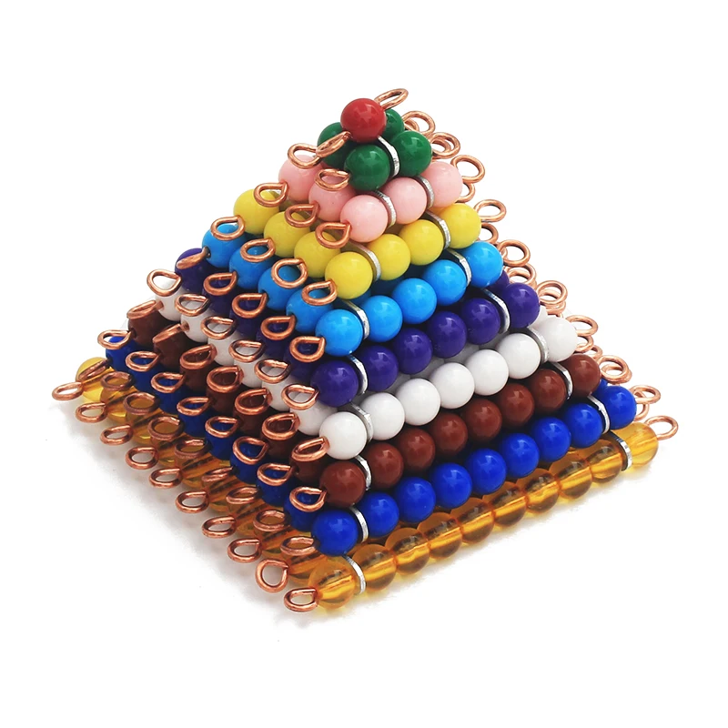 Montessori Teaching Aids Wooden Educational Coloured Bead Stairs Math Toys 