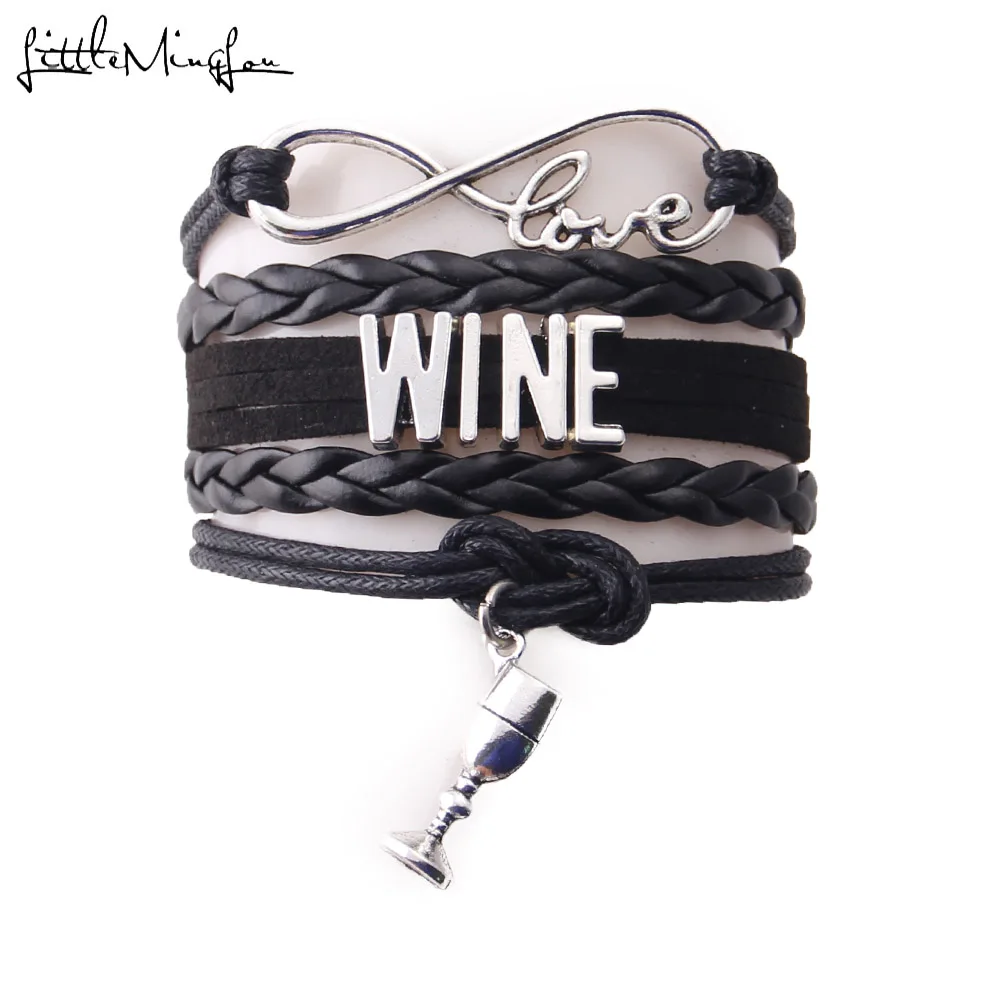 Маленький Браслет Minglou Infinity Love WINE Очаровательные кожаные мужские браслеты и для