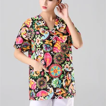 Новая модная Больничная одежда для мужчин и женщин, медицинский скраб-топ с v-образным вырезом, цветная печать для домашних животных