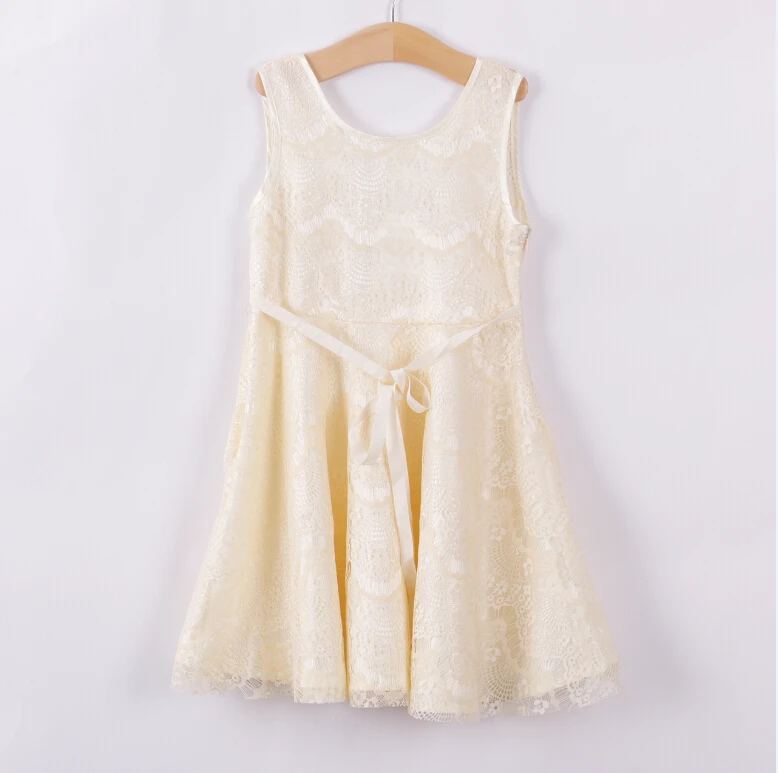Summer New Style Fashion Girls Princess Party Dress Lace Sleeveless
