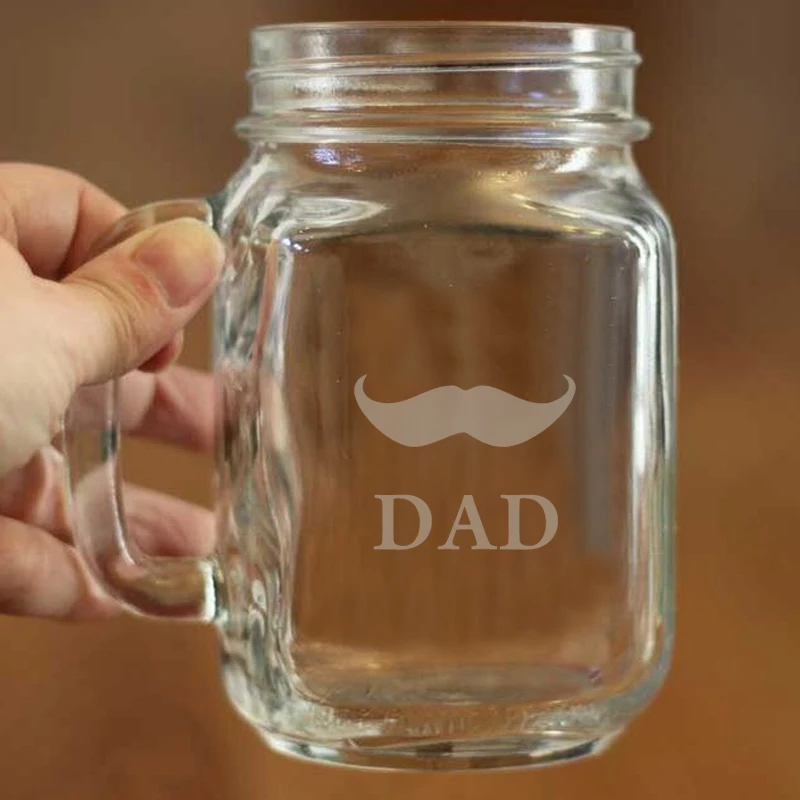 Cute Mustache Image of Mason Jar Glass Drinking Unique Gift for Fatheru0027s Day Personalized Mason Jar