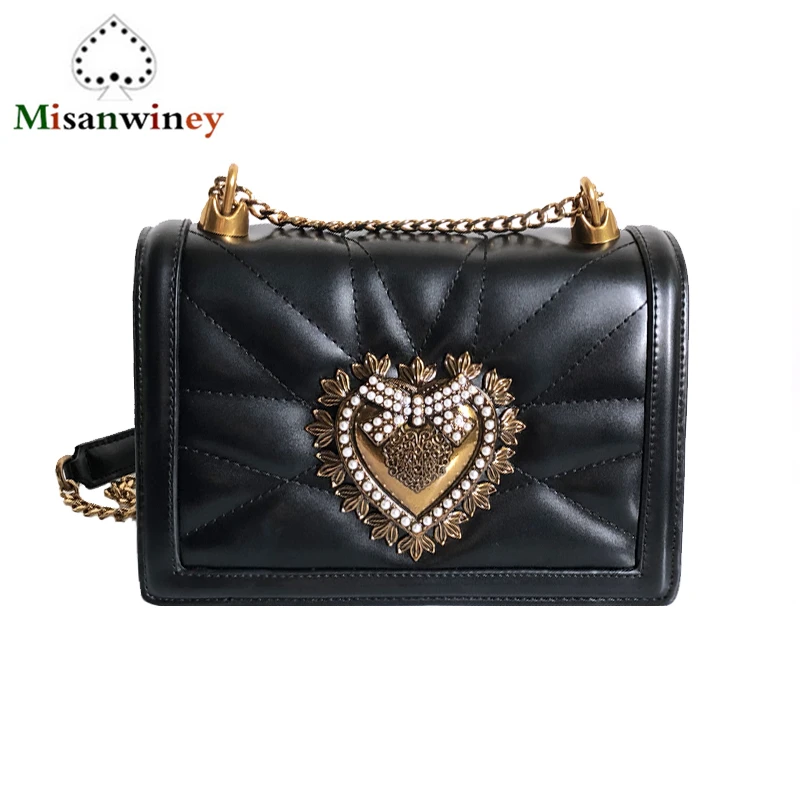 

2018 New Arrival Ladies Messenger Bags Leather Handbags Women Famous Brands Chain Shoulder Bag High Quality Pearl Heart Bolsos
