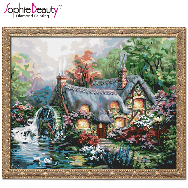

2018 New Arrival Rhinestones Cross Stitch New 3d Diy Diamond Painting Mosaic Embroidery Household Decoration Handicraft Villa