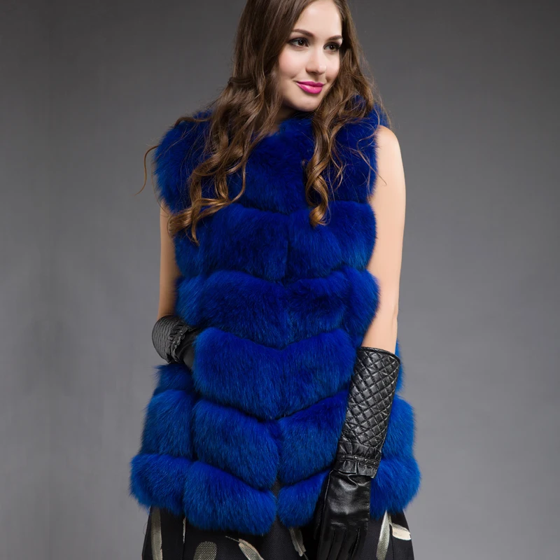 Luxury New Fashion Natural Fox Furs Vests Woman Real Fur Vest For Women