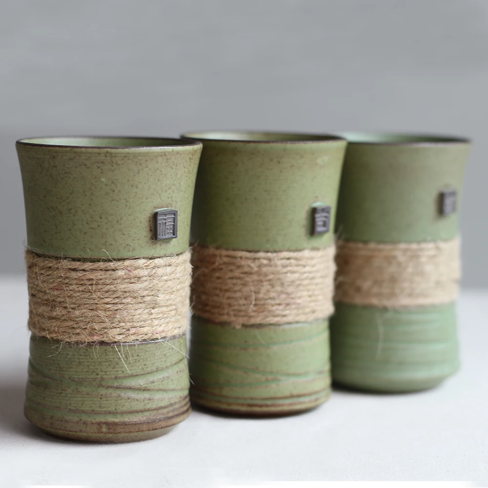 Японский стиль винтаж полосы индивидуальность короткая керамическая кружка чашка пояс с крышкой и ложкой кофе чашка в подарок