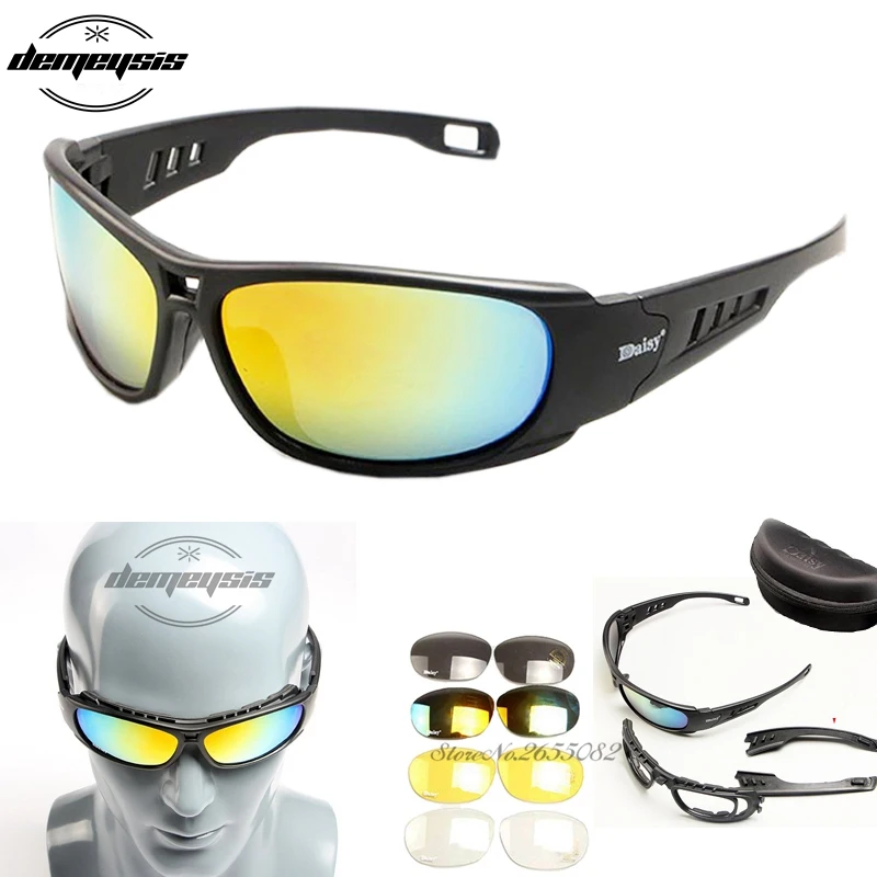 Armée Lunettes De Soleil Hommes Militaire Daisy X7 Lunettes de soleil Mâle 4 Lens Kit