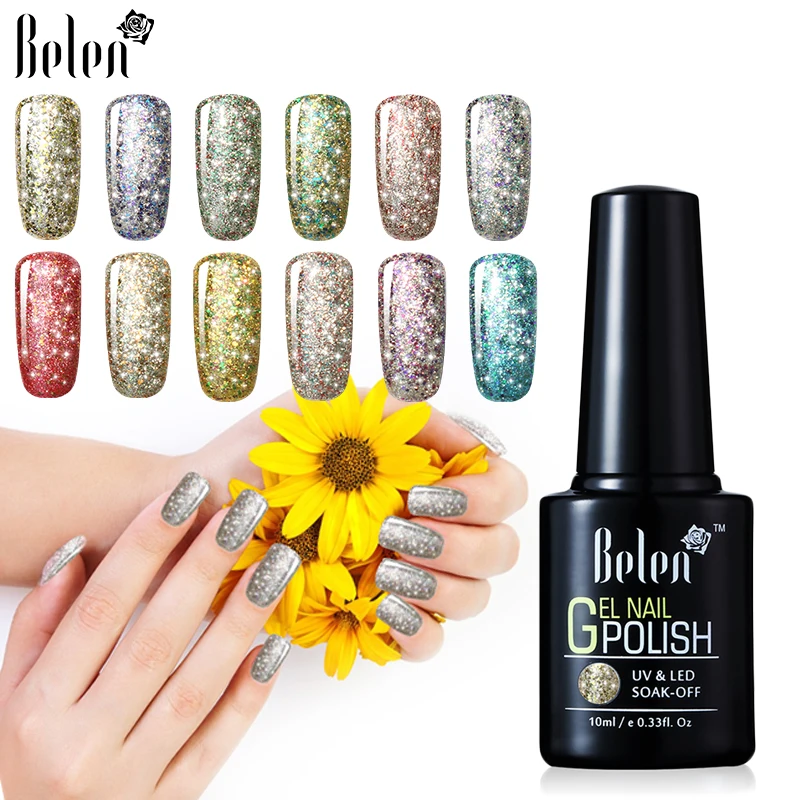 Belen Super Bling Color Glitter UV Gel Nail Polish 10ML Long Last Gel Polish Gel Lak Gel Varnish Gelpolish Vernis Semi Permanent