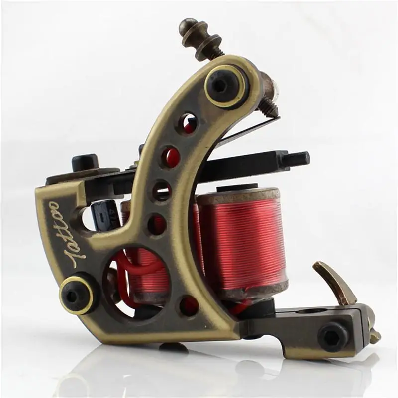 

Hot sale New!100% Handmade Tattoo Machine Copper Liner Shader Professional 12 Warp Ciols tattoo kit ink needles Free Shipping