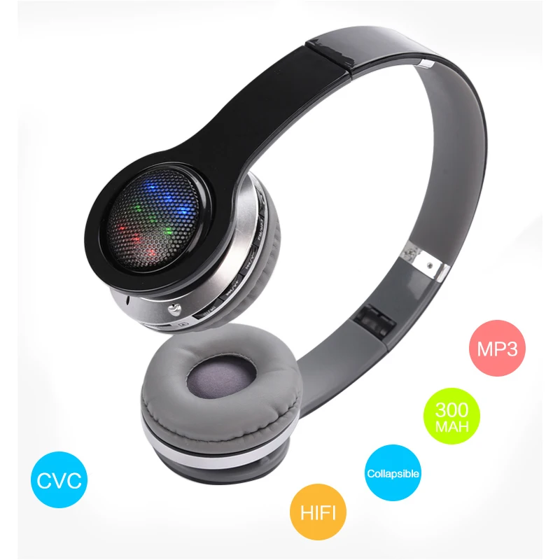 Newest Glowing Headphones Hi Fi Headband Bluetooth Earphone Bass Stereo