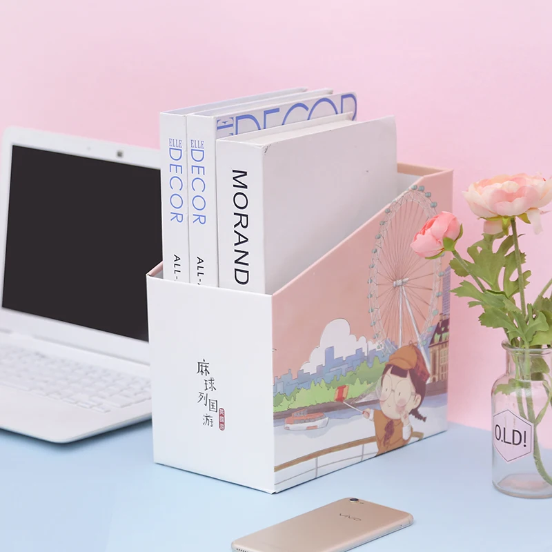 

DIY paper receiving box file tray magazine organizer bookshelves receiving frame filing products ovely little girl pattern