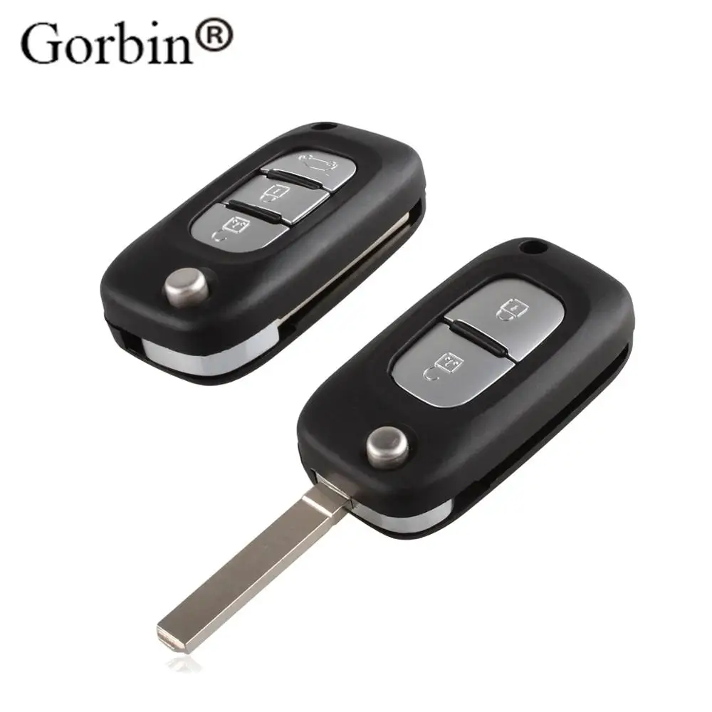 

GORBIN 2/3 Buttons Car Remote Key Case Cover Flip Fob Folding Uncut Blade Shell for Renault Fluence Clio /Megane /Kangoo Modus