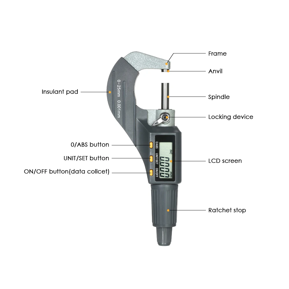 

0-25mm Electronic Outside Micrometer High Precision digital micrometer Micro Caliper Length Measuring Tool micrometre 0.001mm