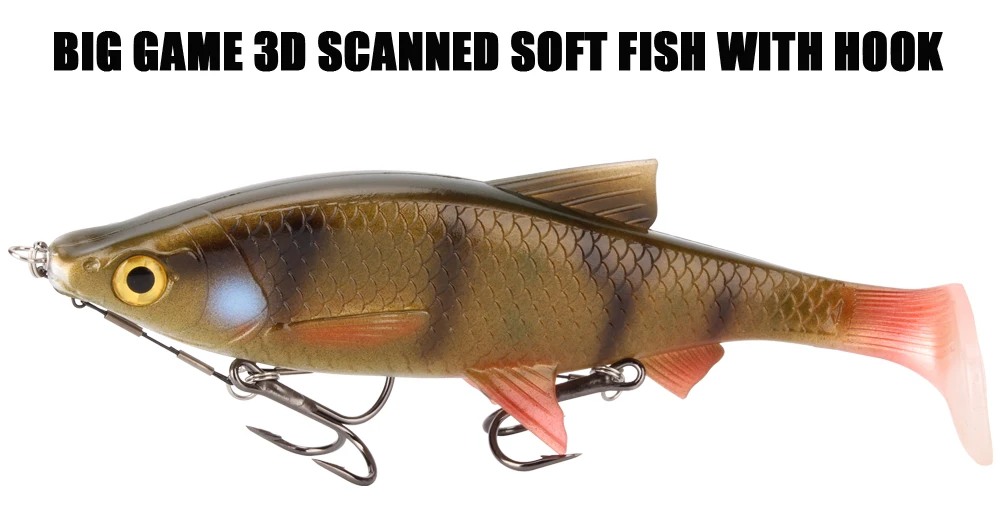 RoseWood 1pc 40g84g Perfect T-Style Tail 3D Scanned Soft Fishing Lure + 1PC Double VMC Hooks With Screw Connector For Big Game  (1)