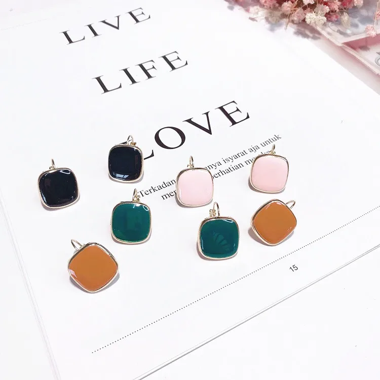 simple square drop glaze earring Hypoallergenic fadeless alloy fashion jewelry stud earrings for women gift