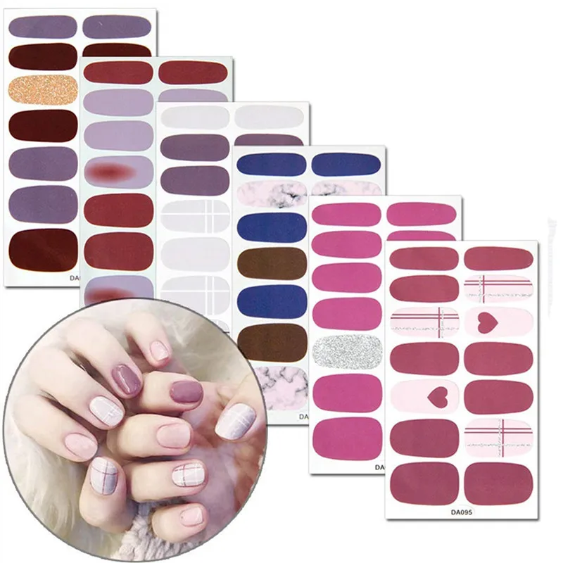

1 Sheet Solid Pure Color Super Thin Nail Stickers Tips Nail Art Adhesive Decals Manicure Tool Dark Decoration Nail Decals